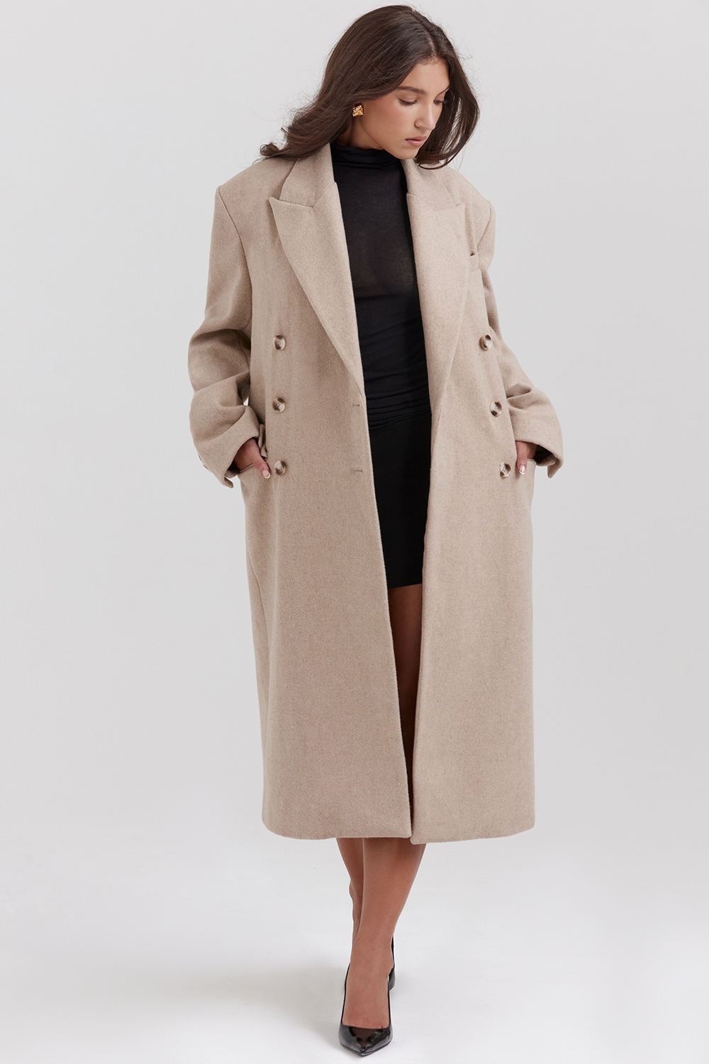 Carter Oatmeal Double Breasted Coat - SALE