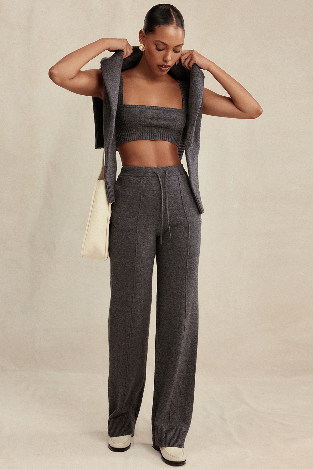 Yalina Charcoal Cashmere Blend Trousers - SALE