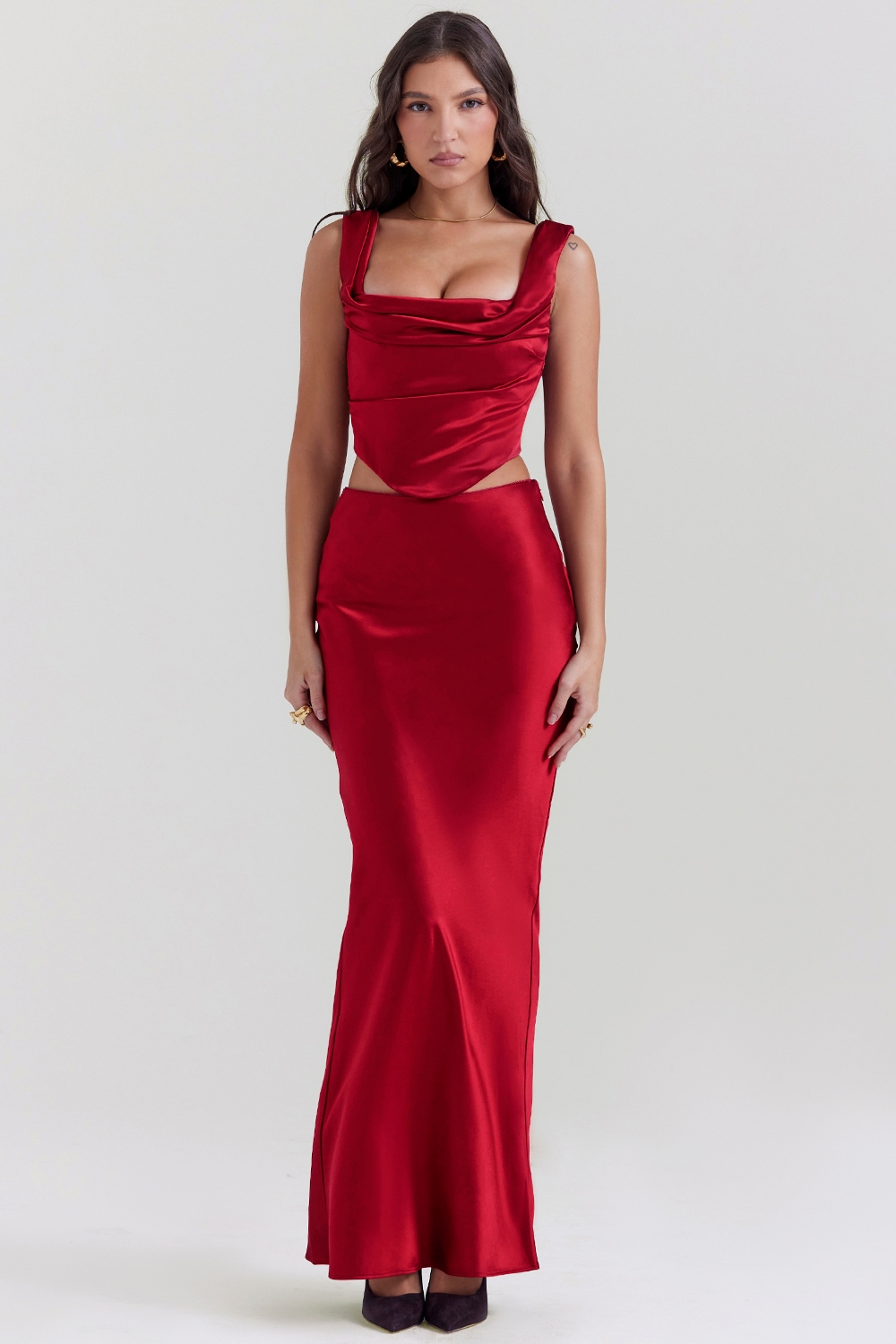 Sydel Ruby Satin Bias Cut Maxi Skirt - SALE