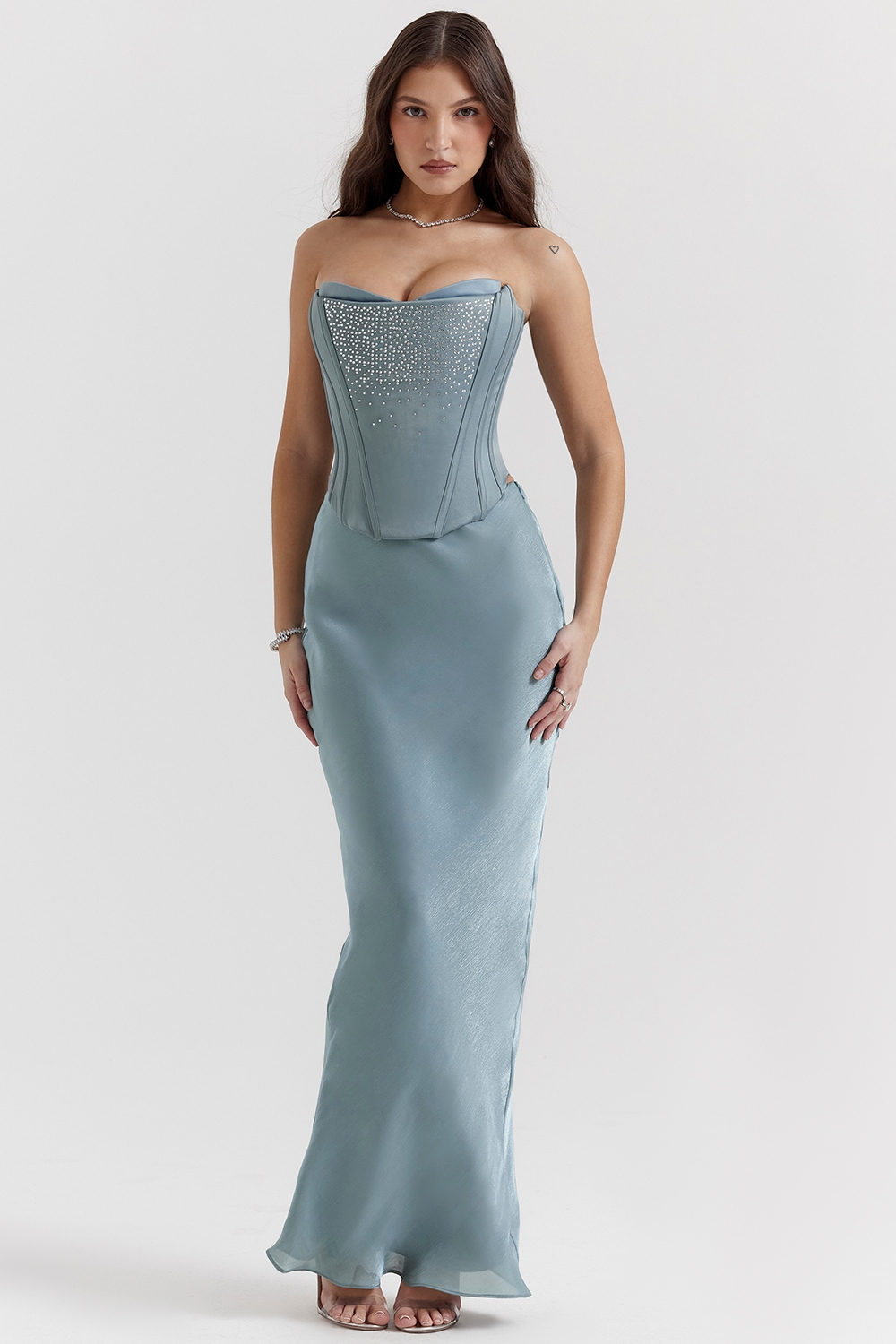 Amadi Cool Blue Floor Length Maxi Skirt - SALE