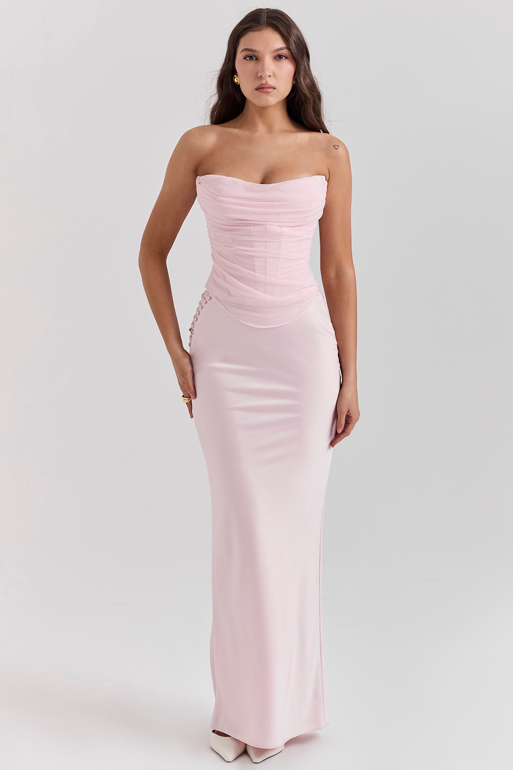 Giuliana Ballerina Pink Satin Maxi Skirt - SALE