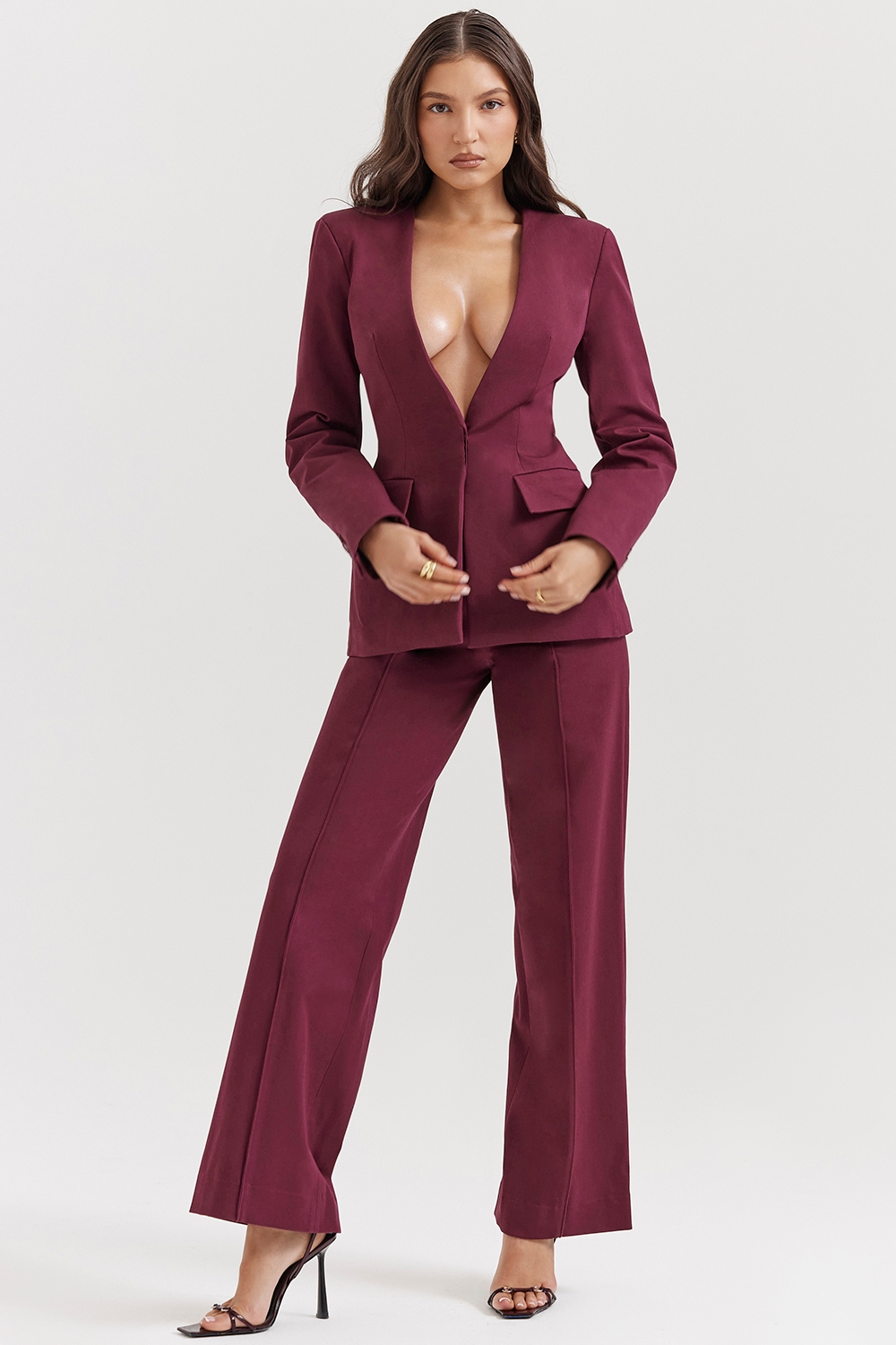 Rivi Wine Straight Leg Trousers - SALE