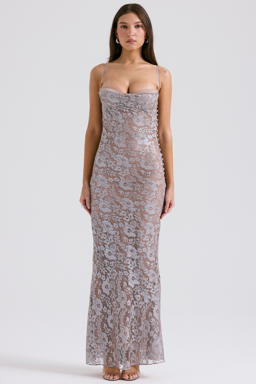 Azzurra Ice Blue Lace Godet Gown - SALE