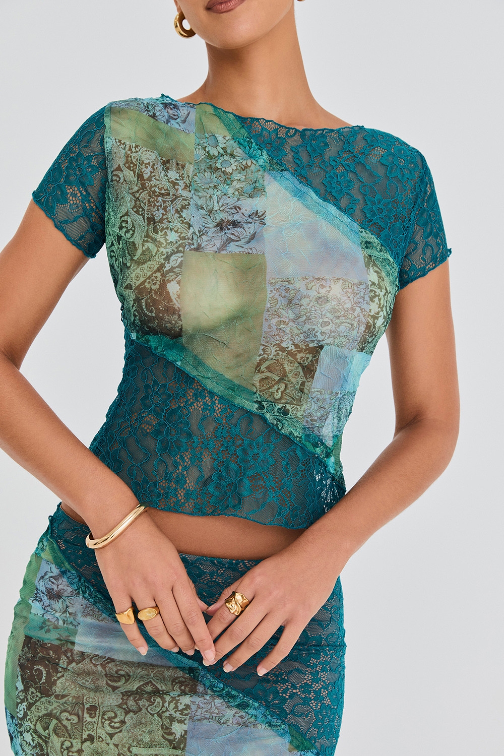 Mistress Rocks Ocean Teal Panelled Top