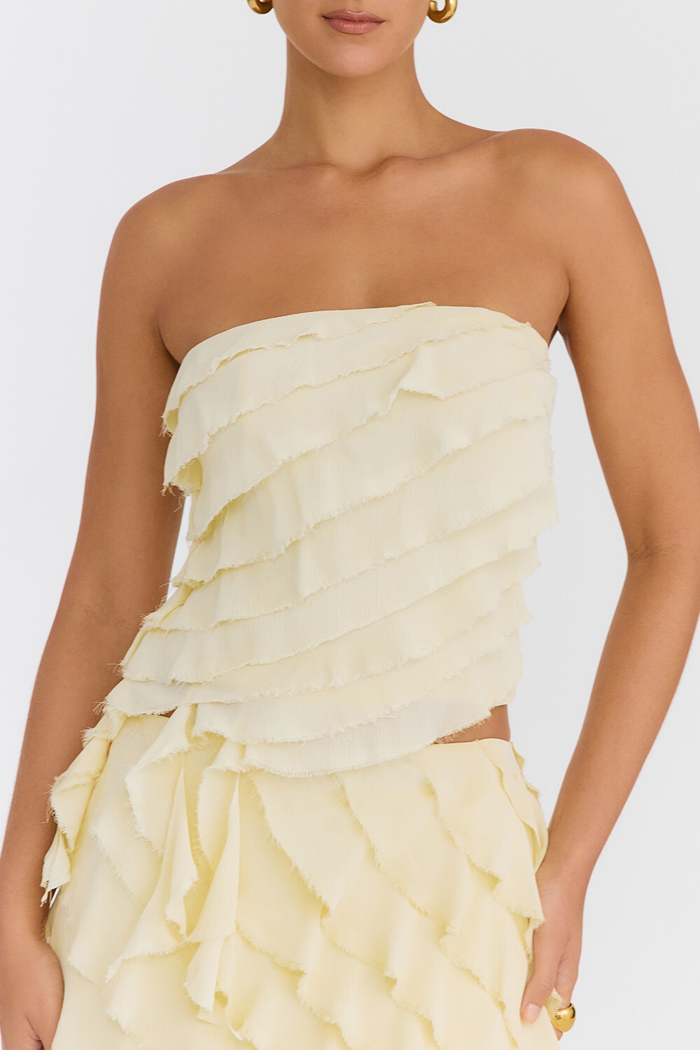 Mistress Rocks Vanilla Strapless Ruffle Top