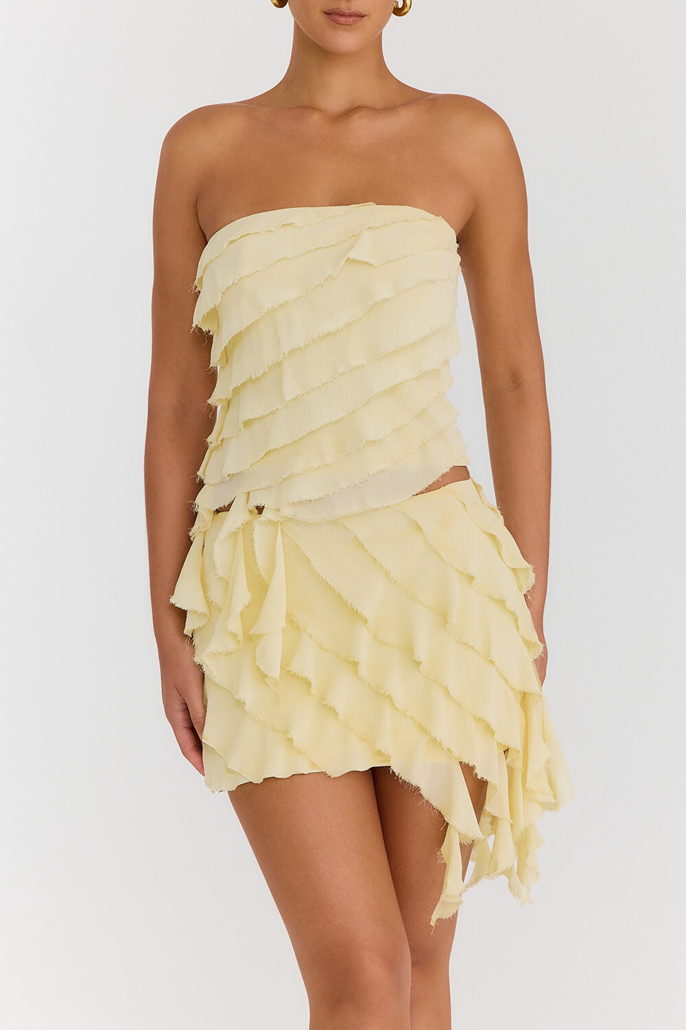Mistress Rocks Vanilla Ruffle Layered Mini Skirt