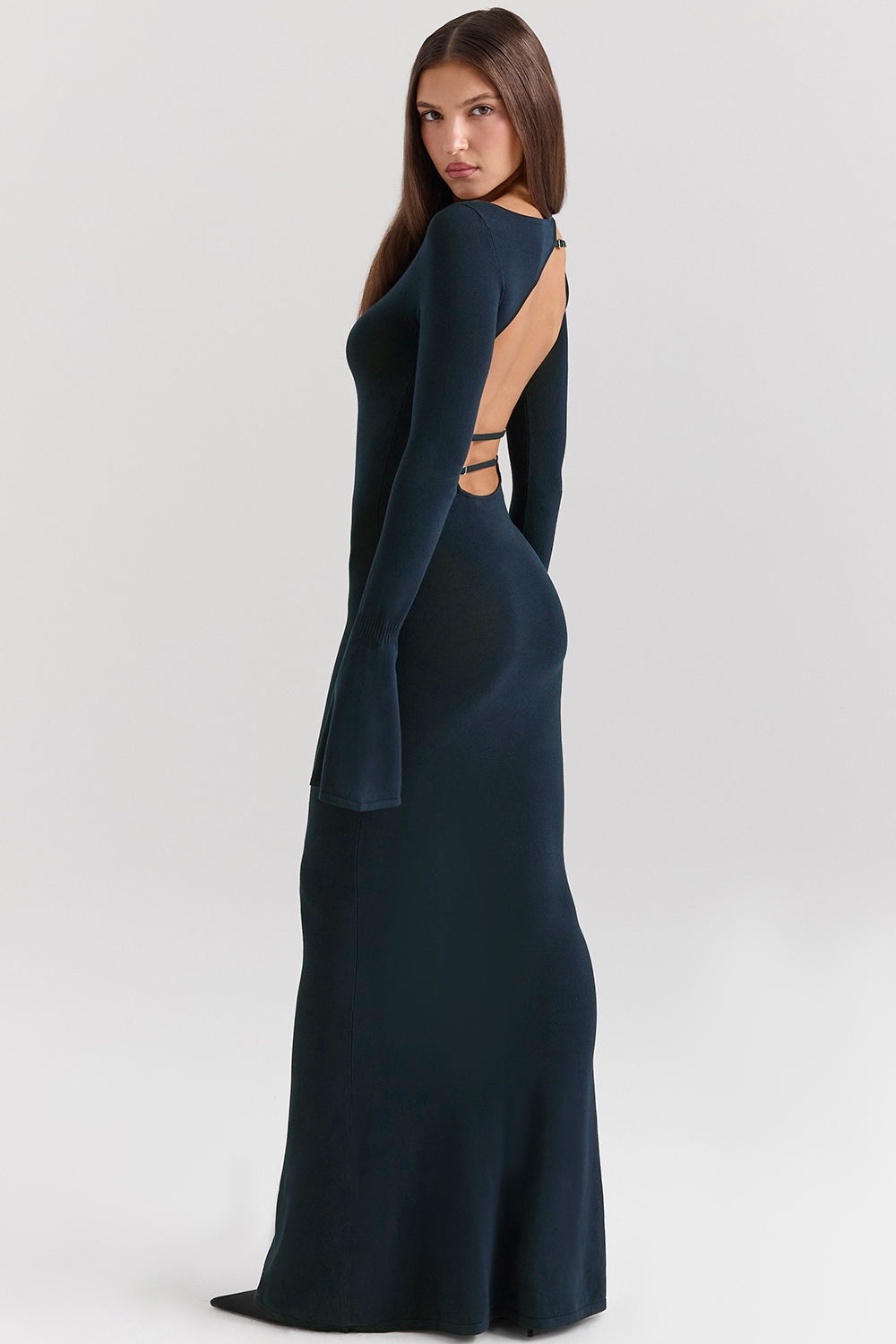 Christiane Midnight Blue Silky Knit Maxi Dress - SALE