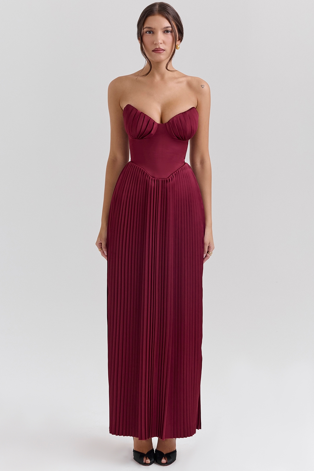 Marcella Berry Pleated Georgette Maxi Dress