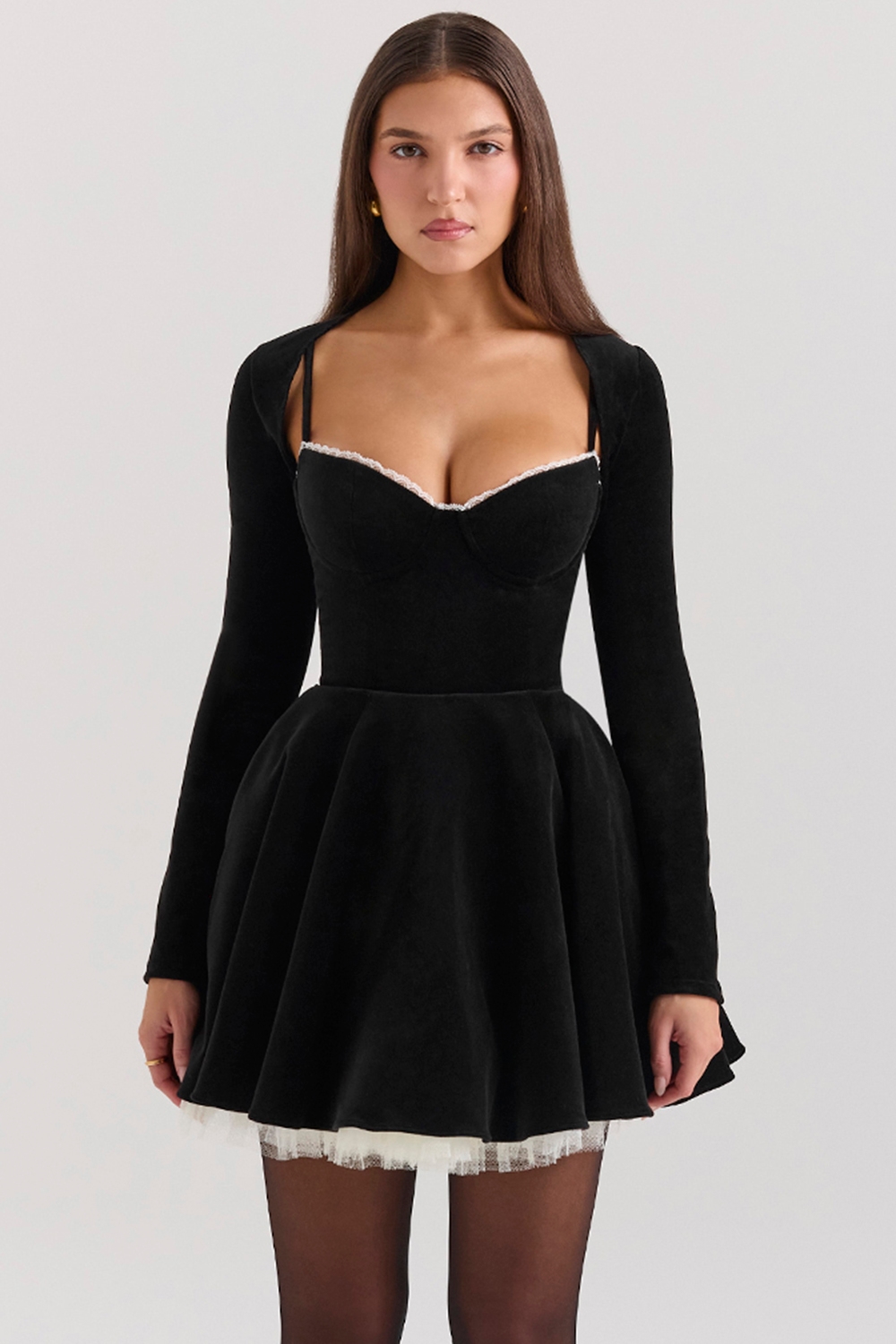Harmony Black Stretch Velvet Cropped Bolero - SALE