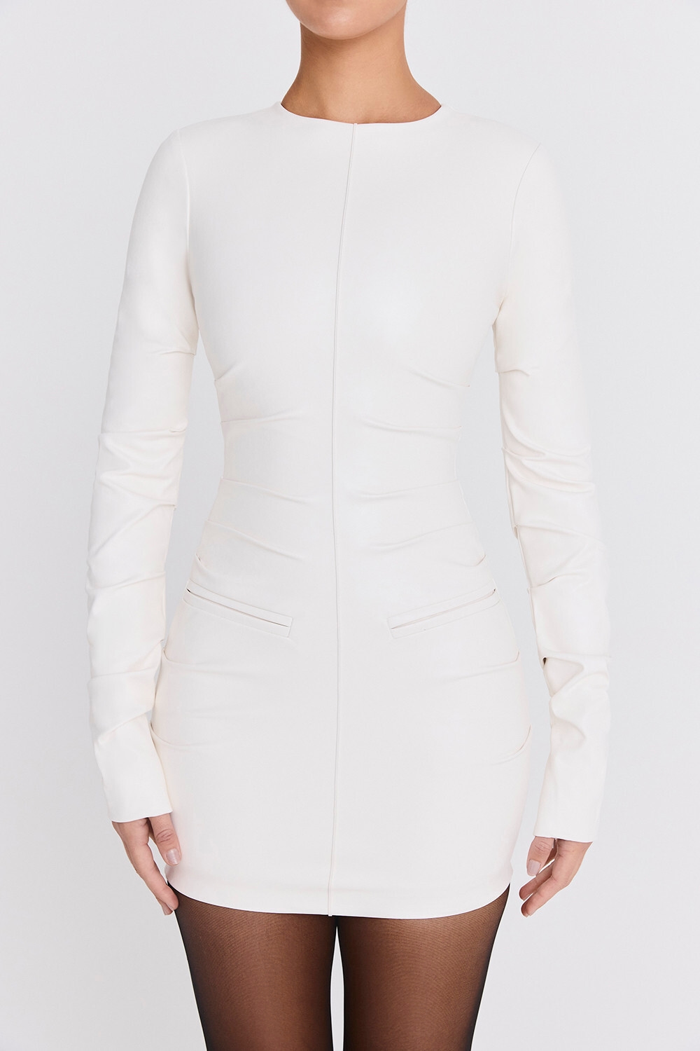 Mistress Rocks Ivory Vegan Leather Mini Dress