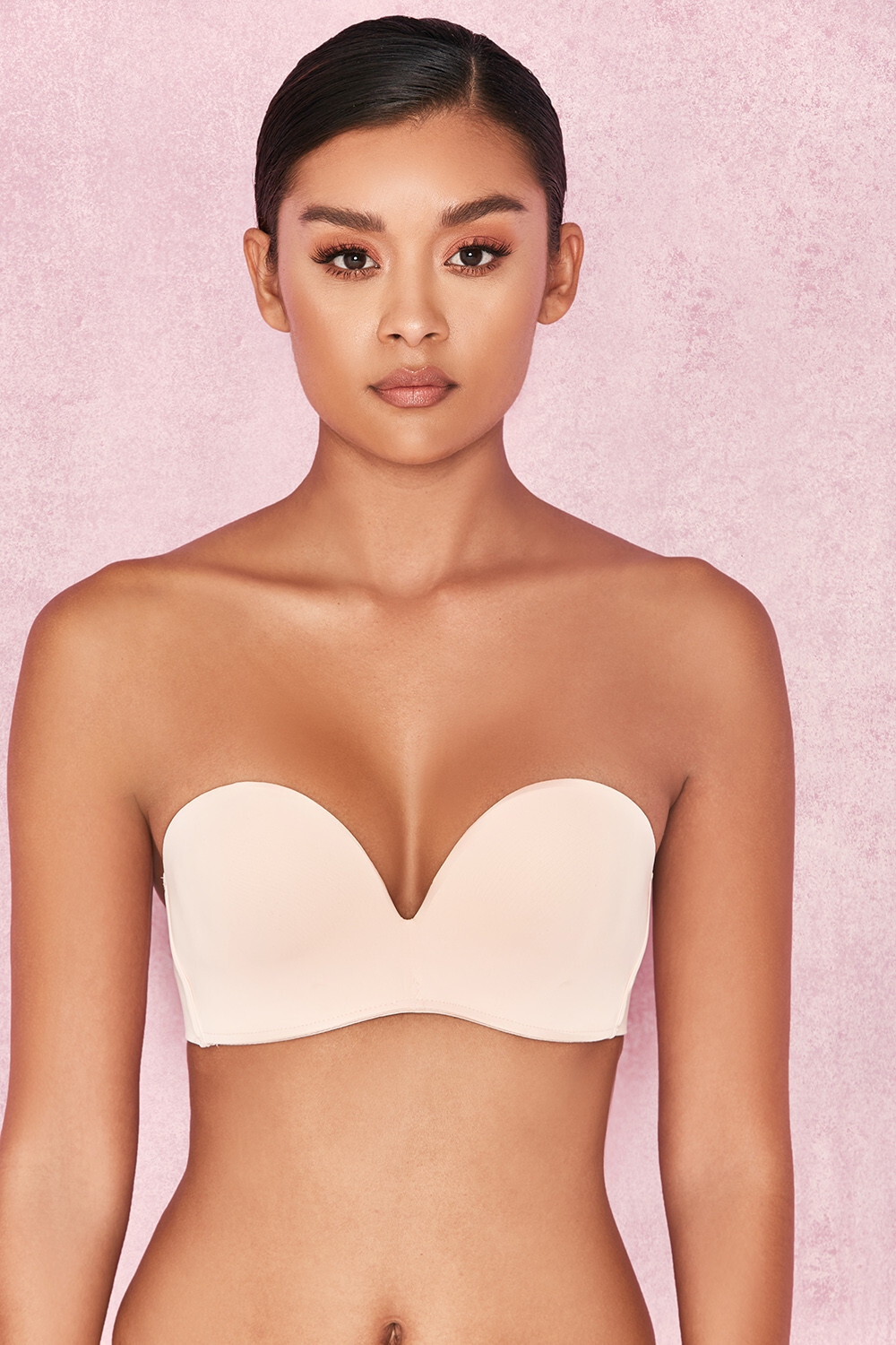 Smooth Plain Molded Strapless Bra - Beige