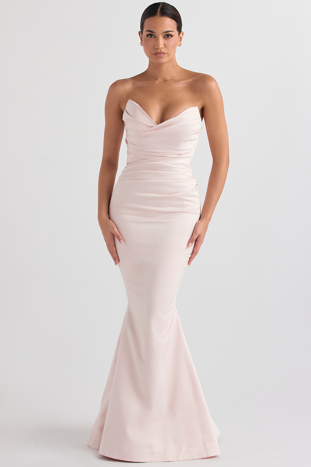Fleur Blush Satin Strapless Gown