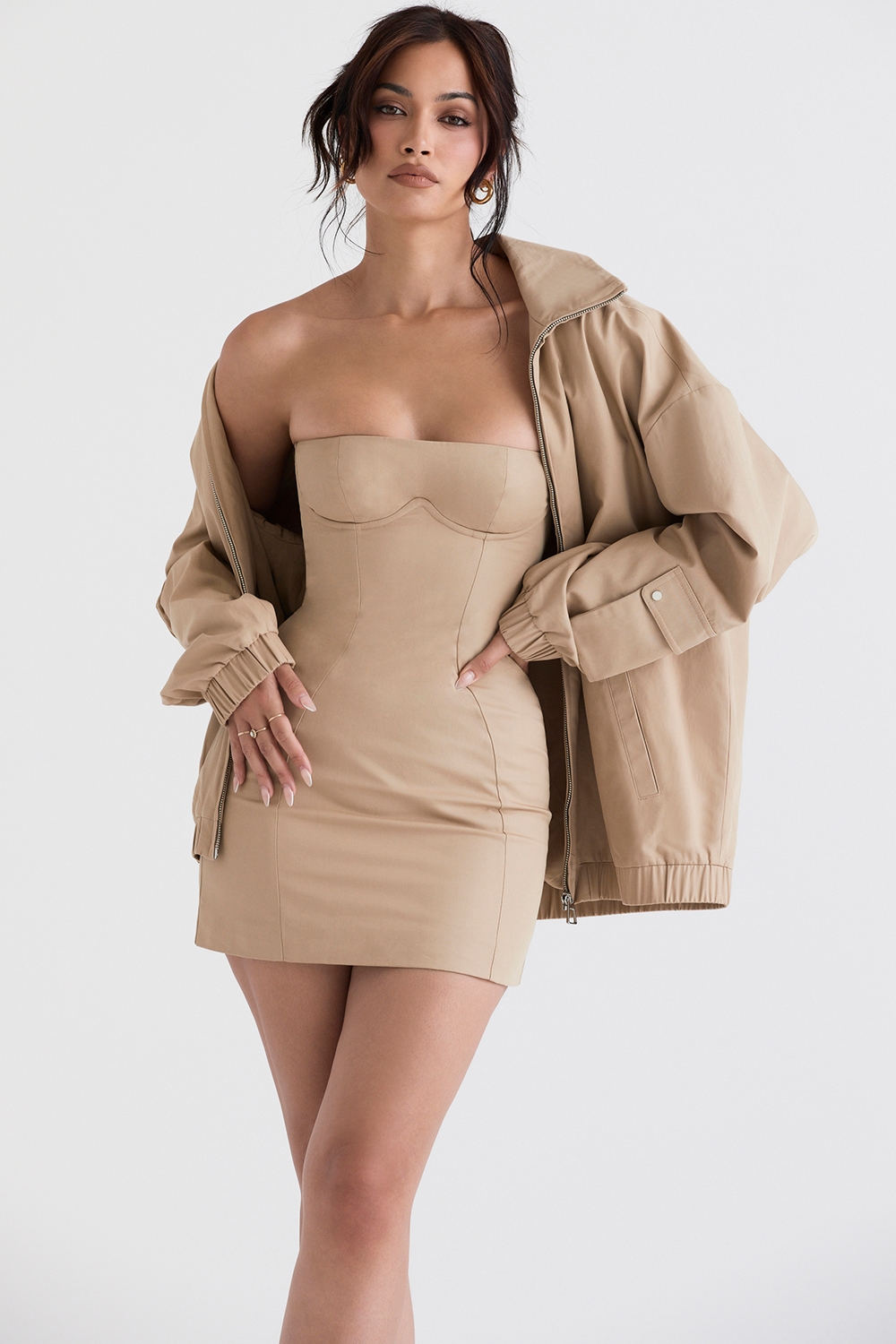 Cami Taupe Oversized Track Jacket - SALE