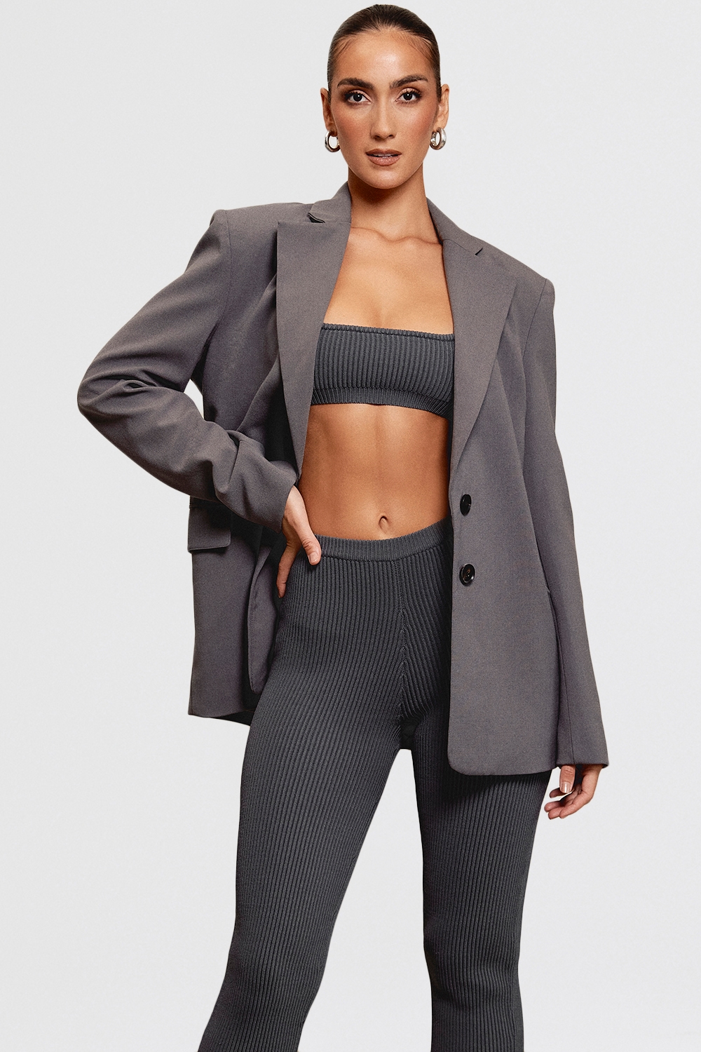 Aline Dark Grey Oversized Blazer - SALE