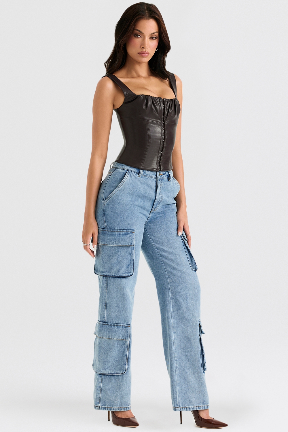 Ria Blue Washed Utility Jeans - SALE