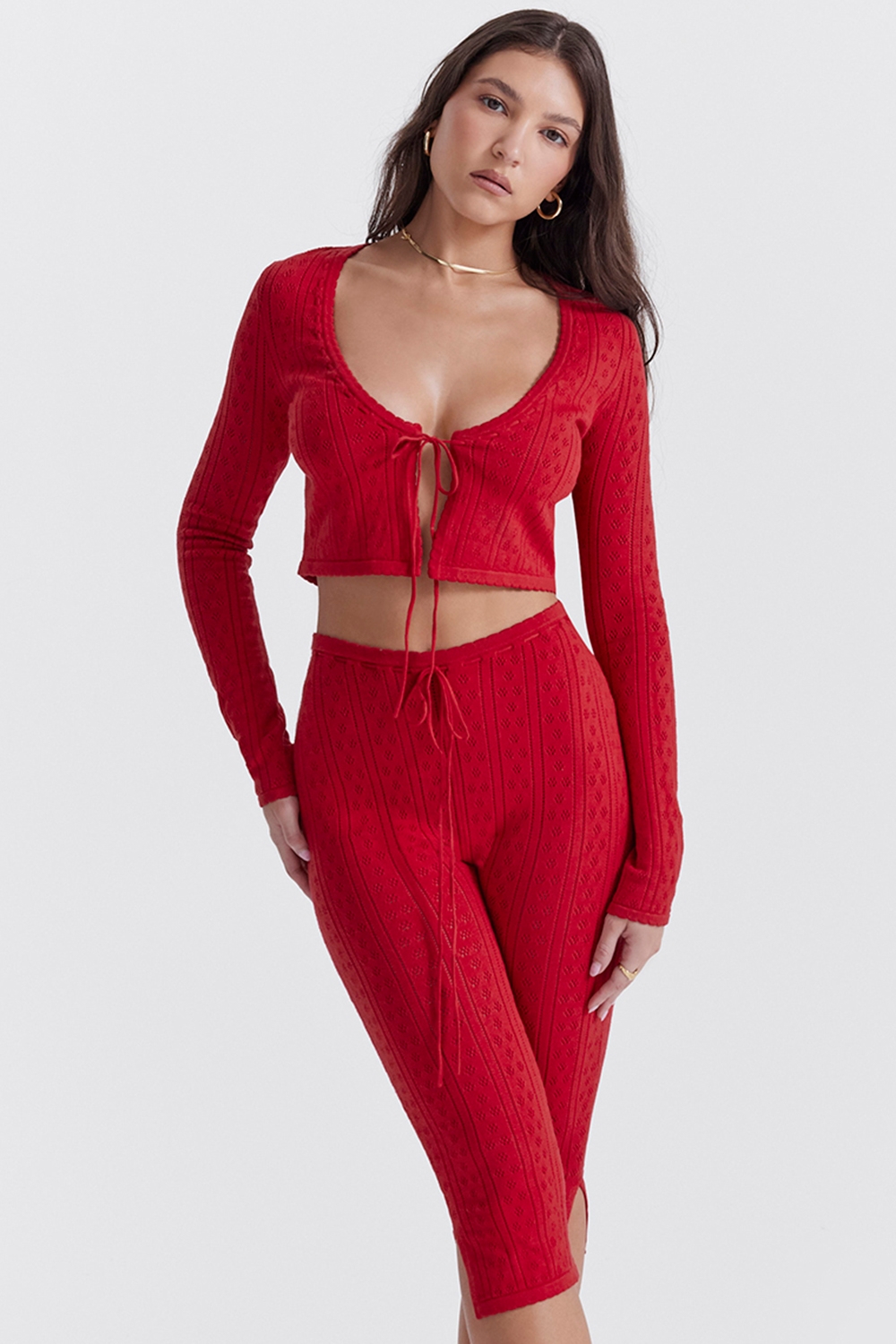 Abigail Cherry Knit Capri Trousers - SALE