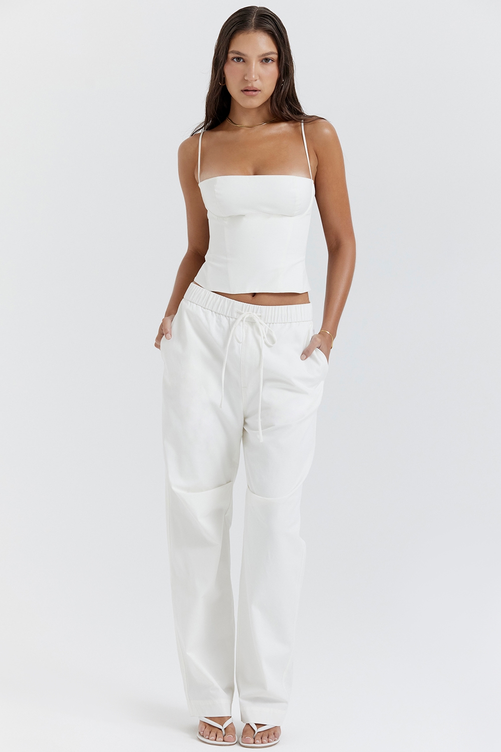 Luna White Cargo Trousers - SALE