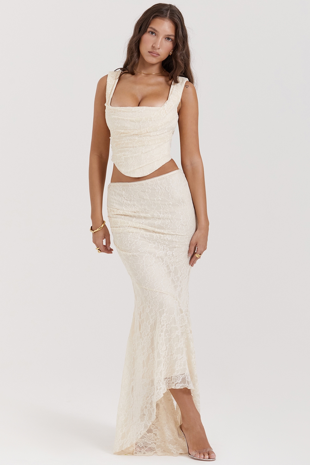 Therese Vintage Cream Lace Maxi Skirt - SALE