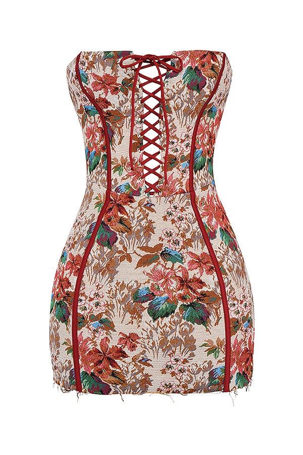 Mistress Rocks Tapestry Jacquard Strapless Dress-11