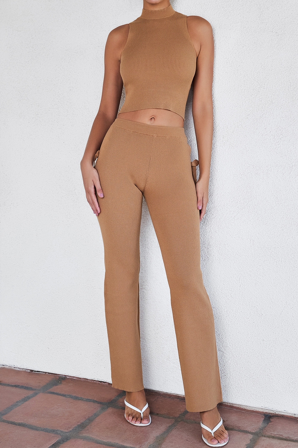 Mistress Rocks Camel Sleeveless Strappy Back Top-2