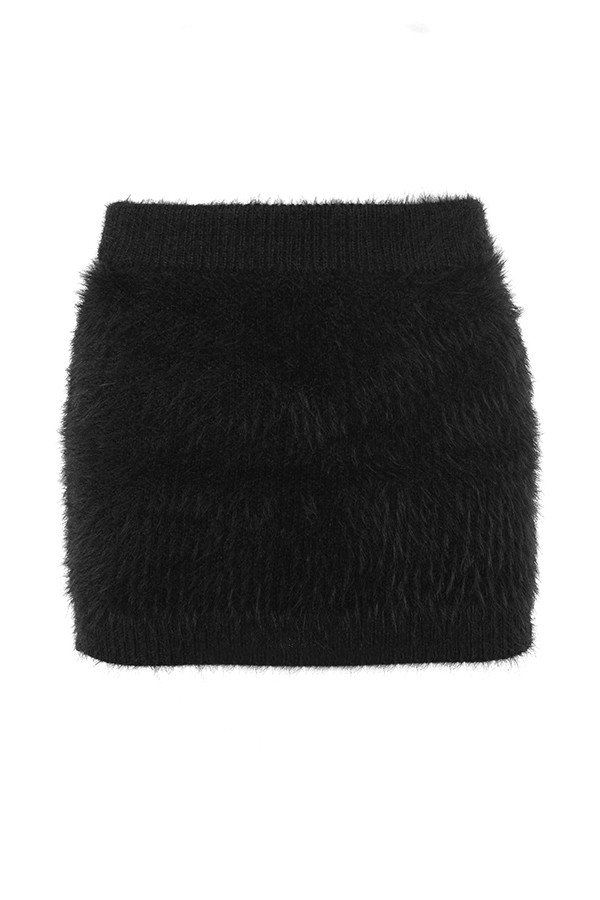 Mistress Rocks Black Fluffy Soft Knit Mini Skirt-6