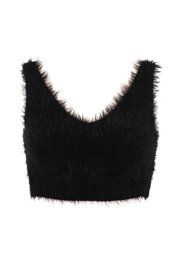 Mistress Rocks Black Fluffy Soft Knit Bralette-6