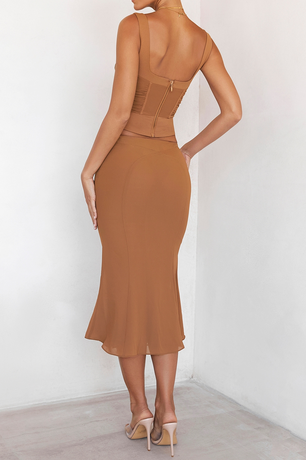 Mistress Rocks Caramel Midi Skirt With Brief-4