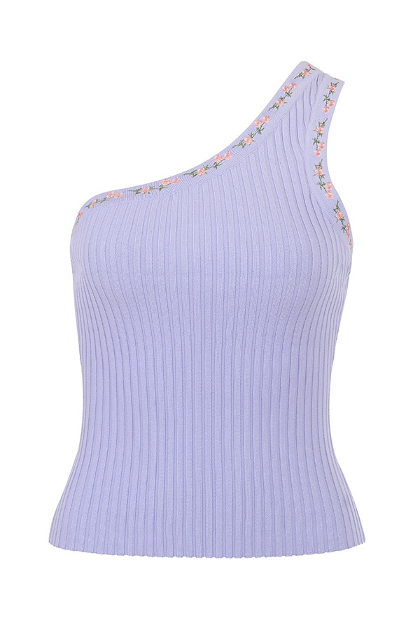 Mistress Rocks Lavender Embroidered Knit Top-12