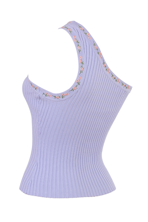 Mistress Rocks Lavender Embroidered Knit Top-14